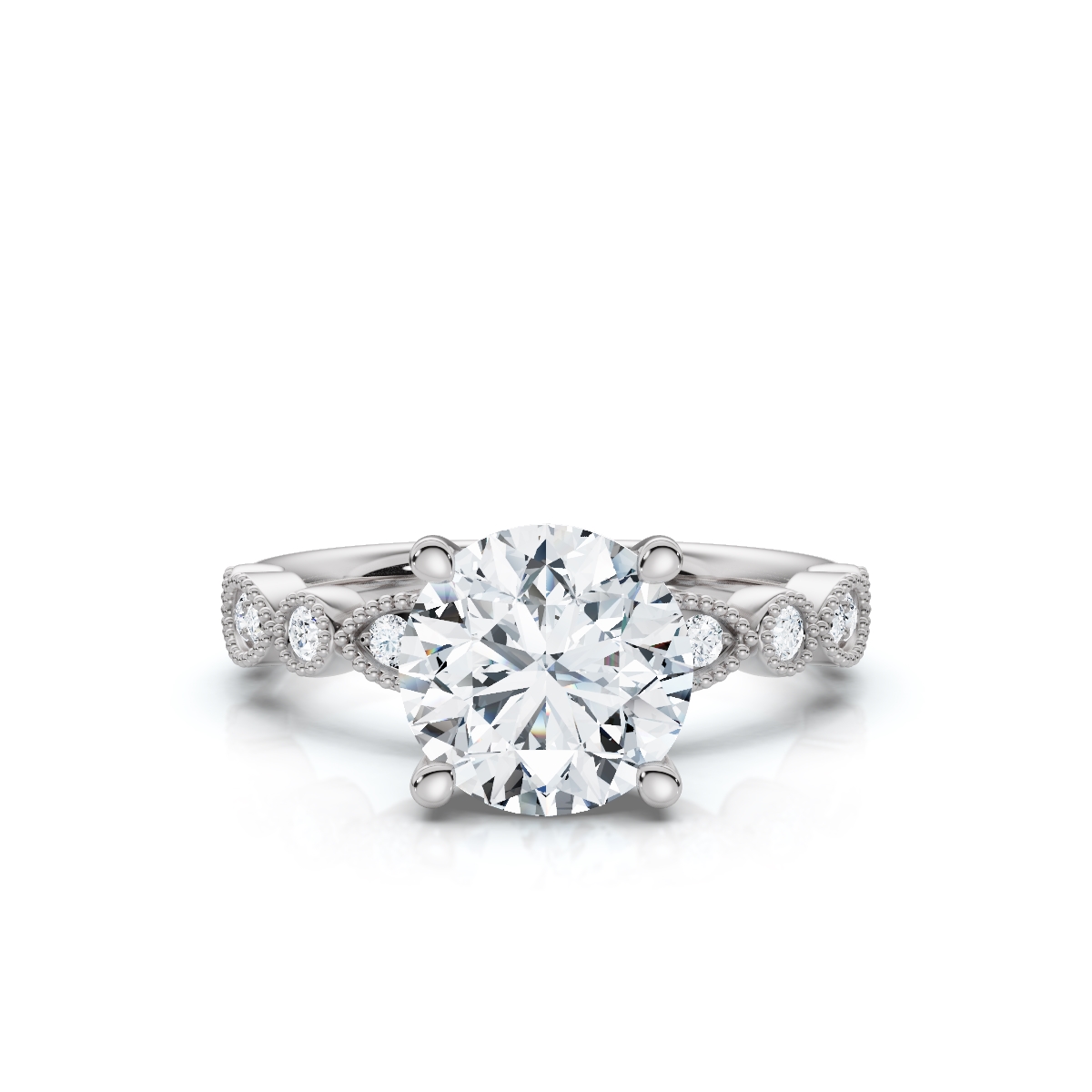 14K White Gold Thalassa Accents Lab Grown Diamond Ring (1/10 ct. tw)