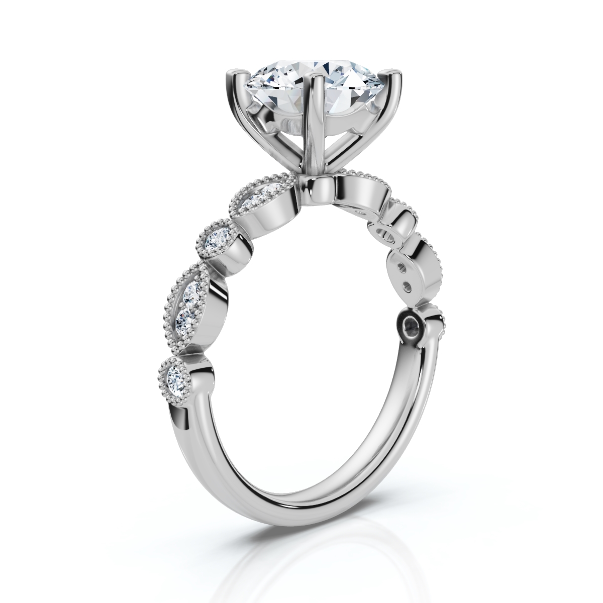 14K White Gold Thalassa Accents Lab Grown Diamond Ring (1/10 ct. tw)