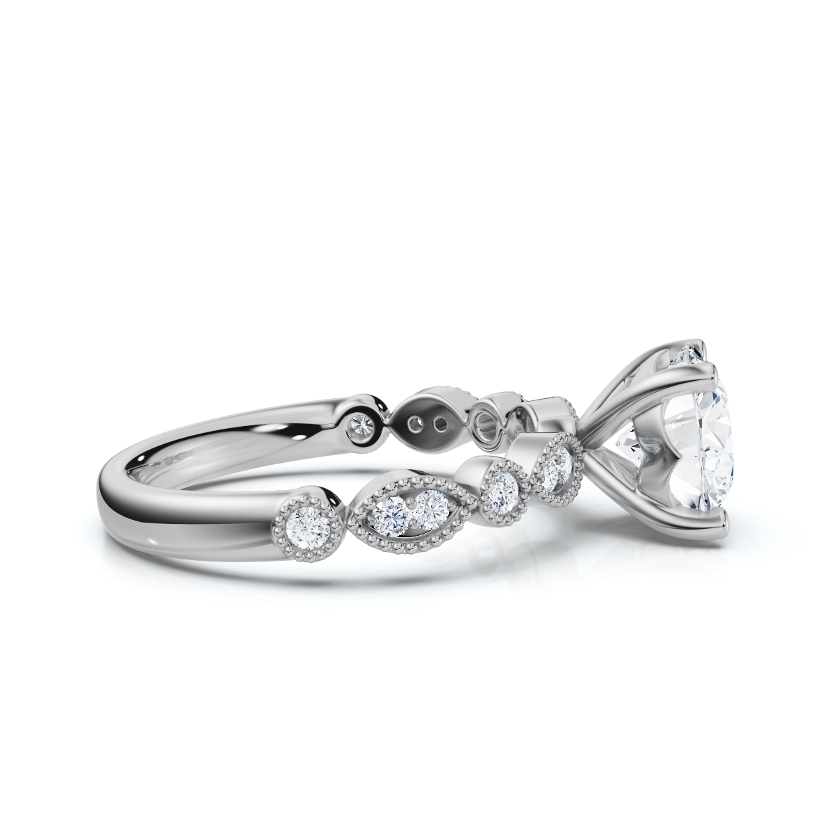 14K White Gold Thalassa Accents Lab Grown Diamond Ring (1/10 ct. tw)