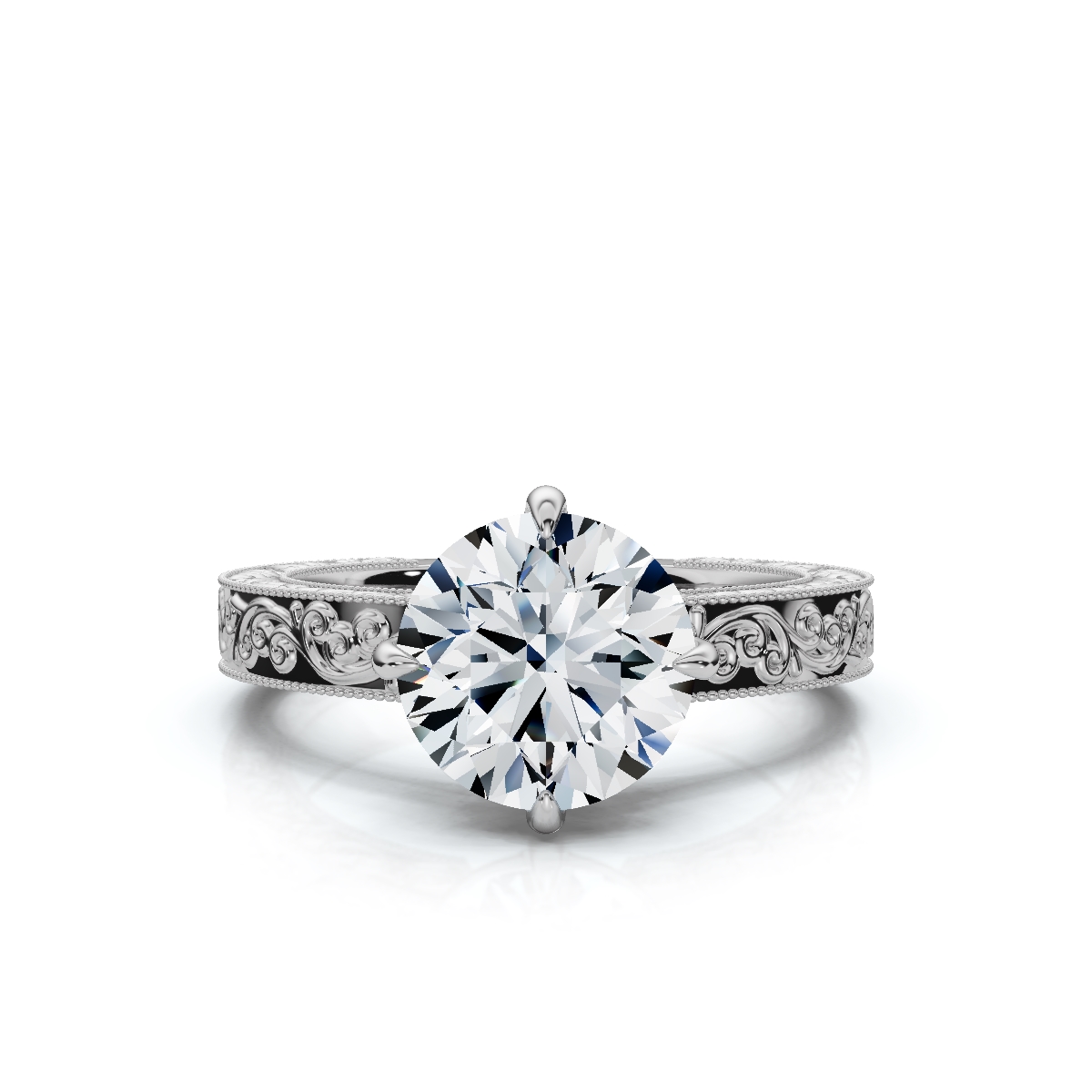 14K White Gold Kaelira Solitaire Engagement Ring 