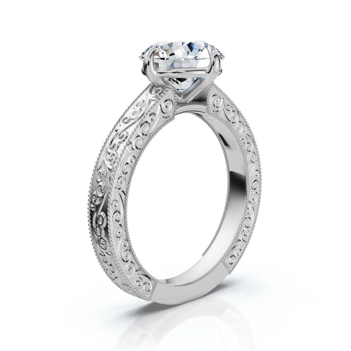 14K White Gold Kaelira Solitaire Engagement Ring 