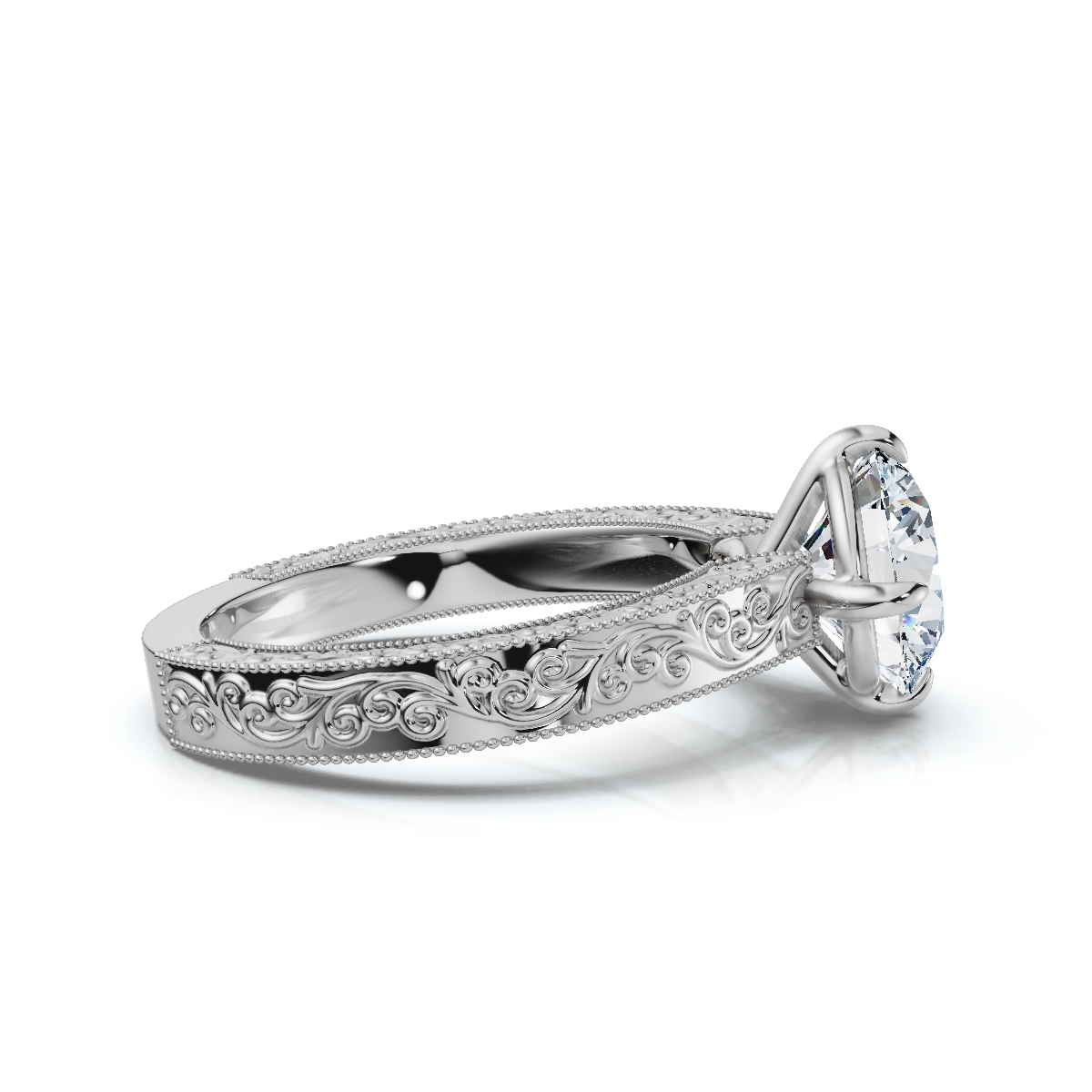 14K White Gold Kaelira Solitaire Engagement Ring 