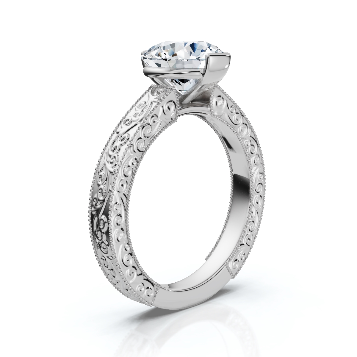 14K White Gold Kaelira Solitaire Engagement Ring 