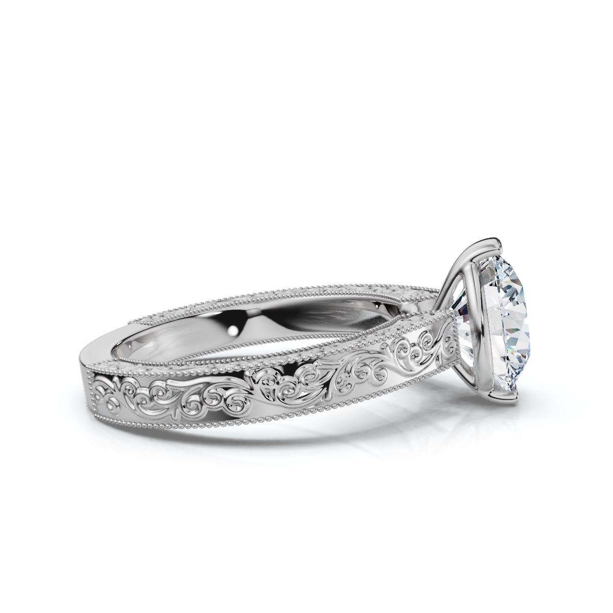 14K White Gold Kaelira Solitaire Engagement Ring 