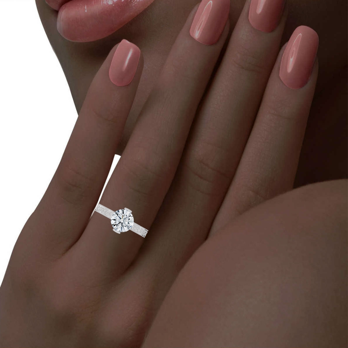 14K White Gold Kaelira Solitaire Engagement Ring 