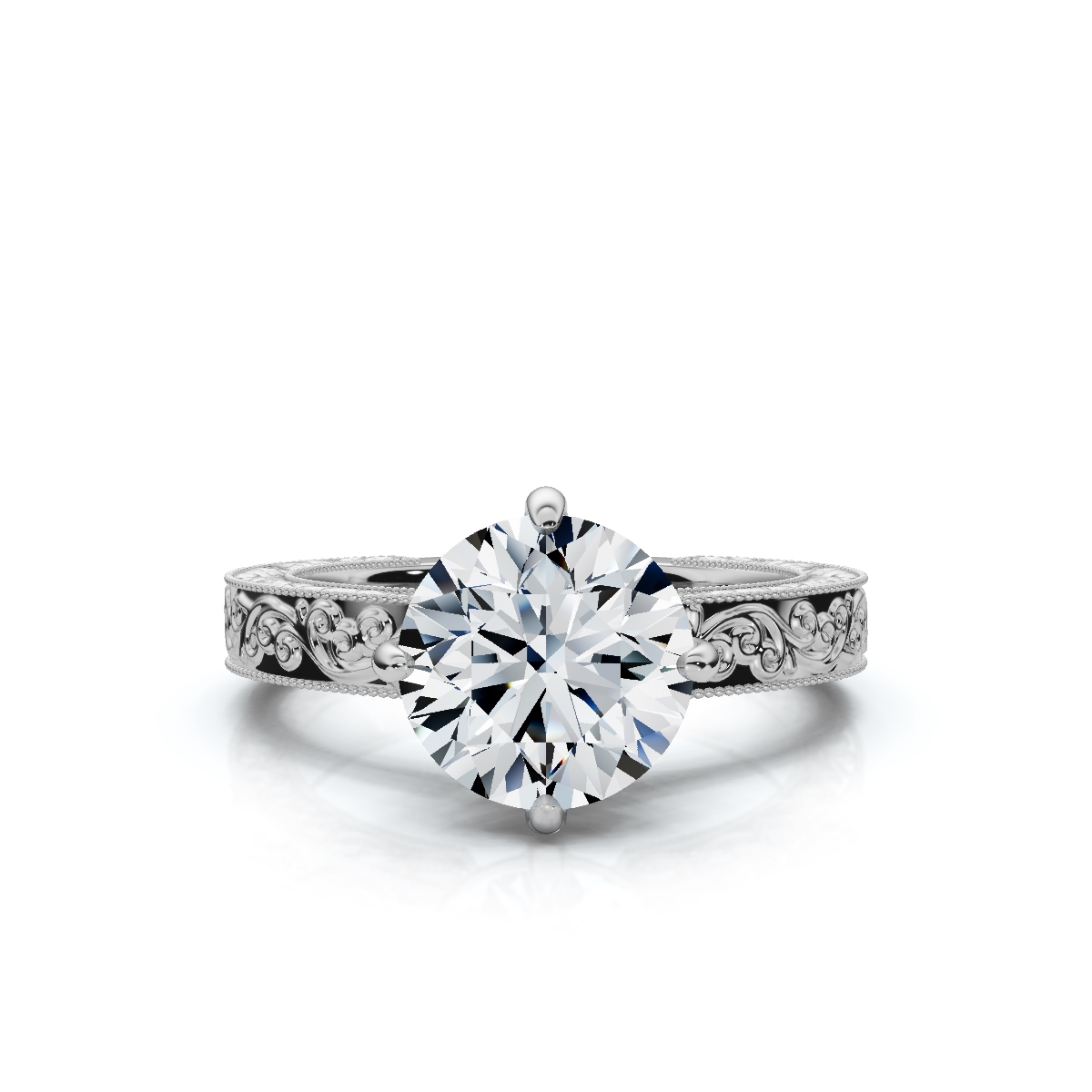 14K White Gold Kaelira Button Prong Solitaire Engagement Ring 