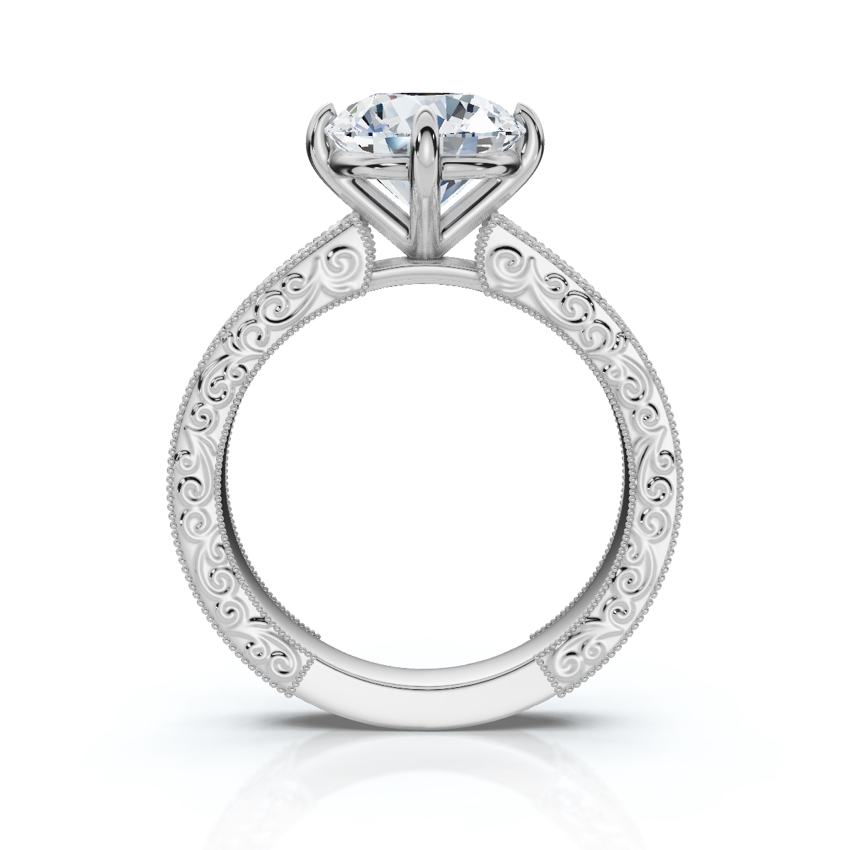 14K White Gold Kaelira Button Prong Solitaire Engagement Ring 
