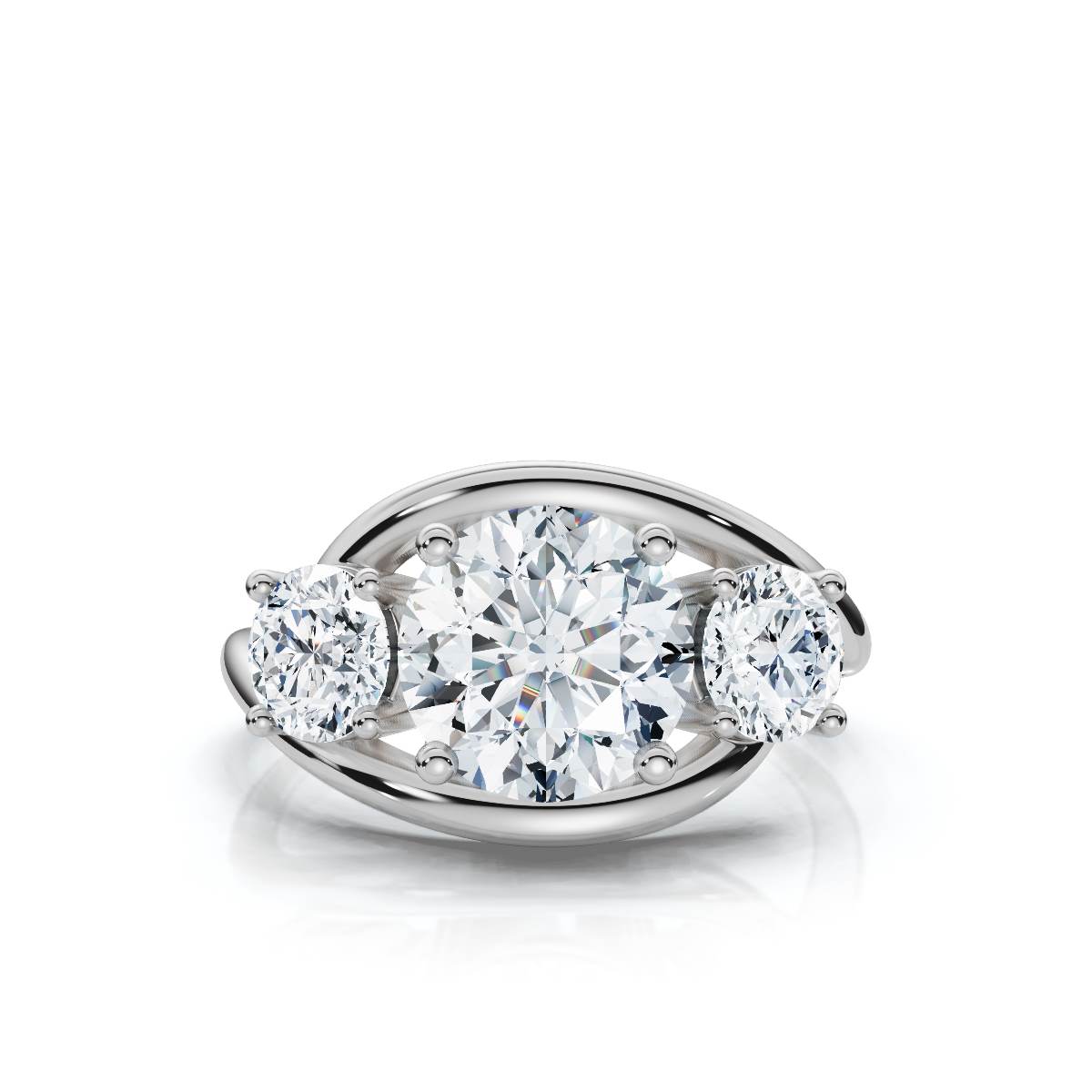 14K White Gold Euphemia Three Stone Lab Grown Diamond Ring (1 ct. tw)