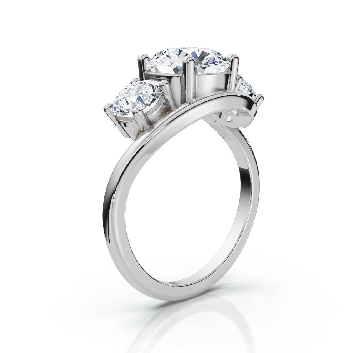 14K White Gold Euphemia Three Stone Lab Grown Diamond Ring (1 ct. tw)
