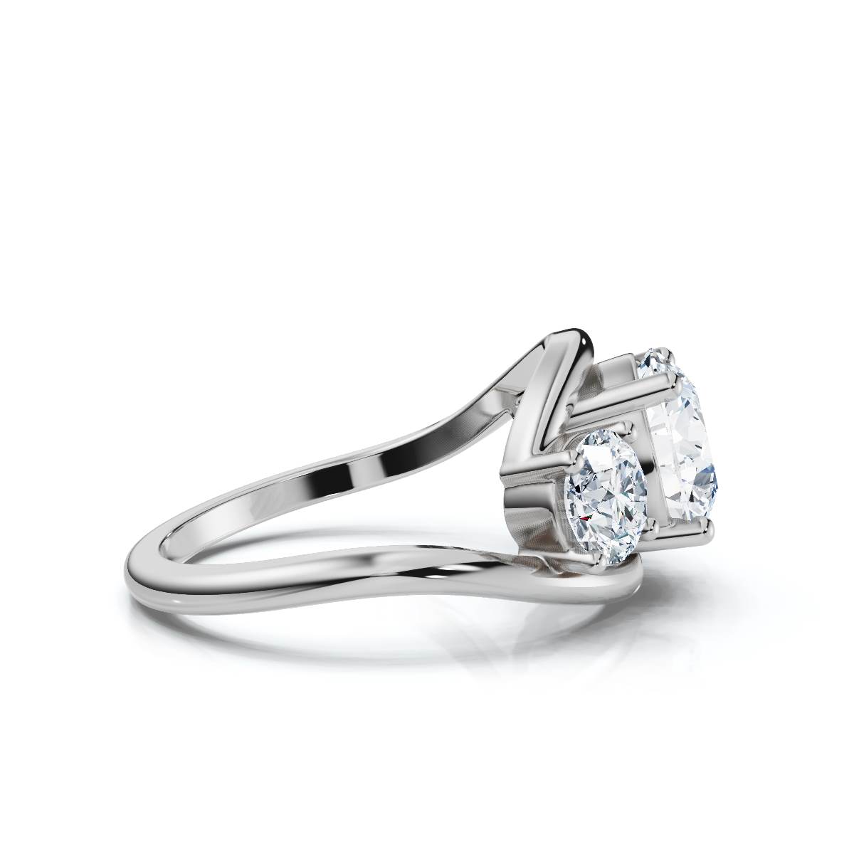 14K White Gold Euphemia Three Stone Lab Grown Diamond Ring (1 ct. tw)