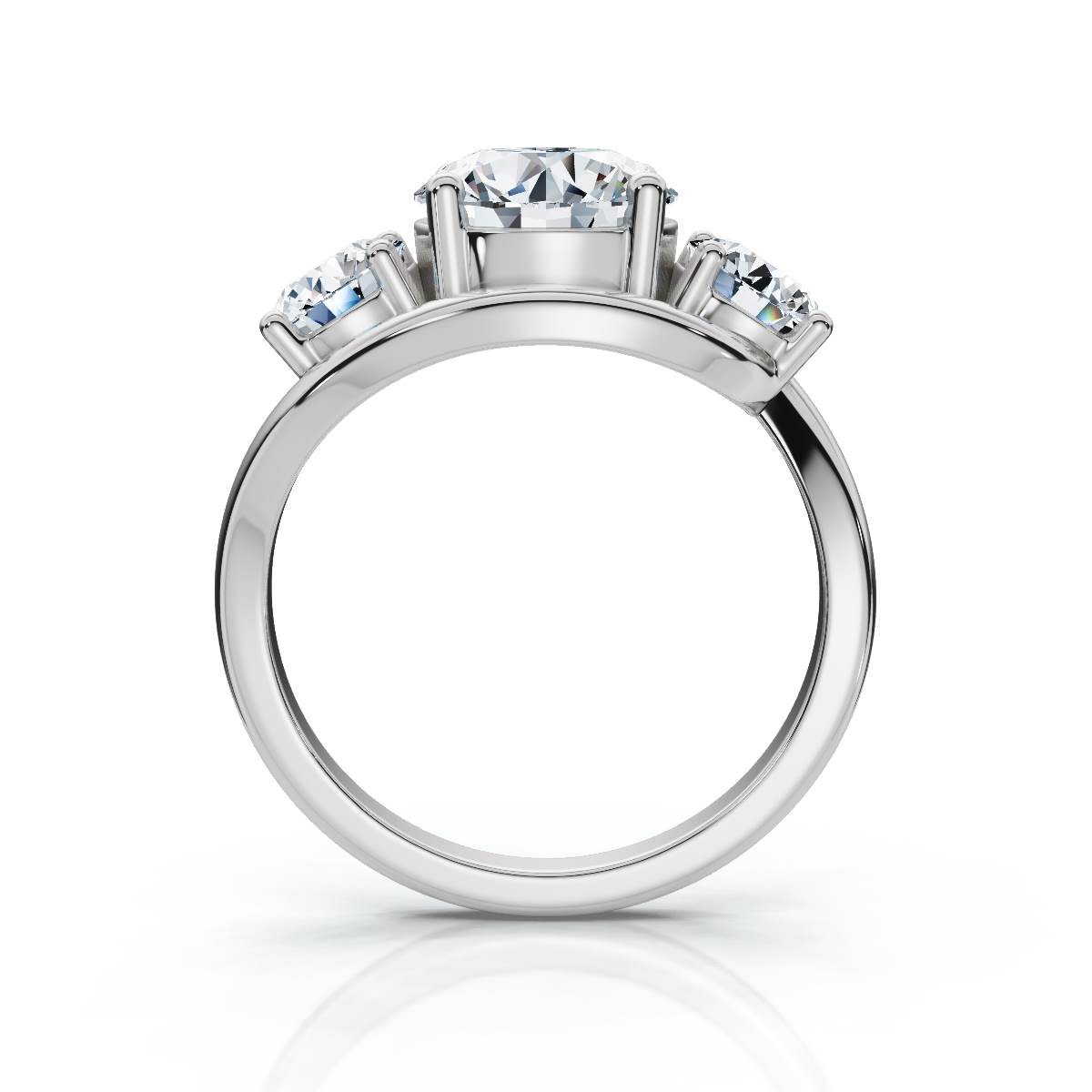 14K White Gold Euphemia Three Stone Lab Grown Diamond Ring (1 ct. tw)