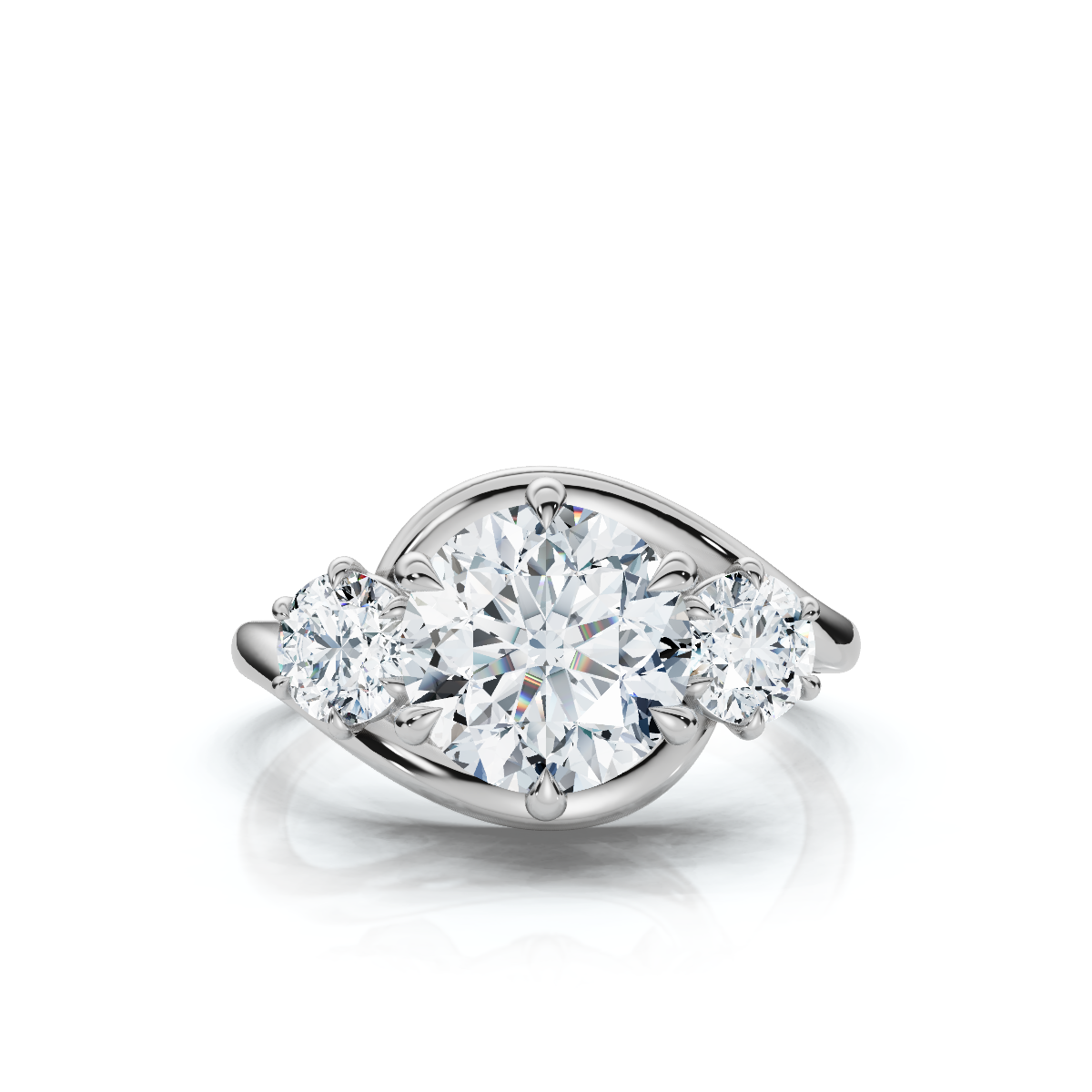 14K White Gold Solarae Three Stone Lab Grown Diamond Engagement Ring (2/3 ct. tw)