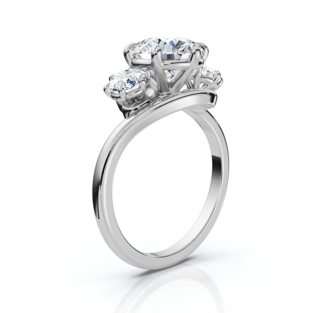 14K White Gold Solarae Three Stone Lab Grown Diamond Engagement Ring (2/3 ct. tw)