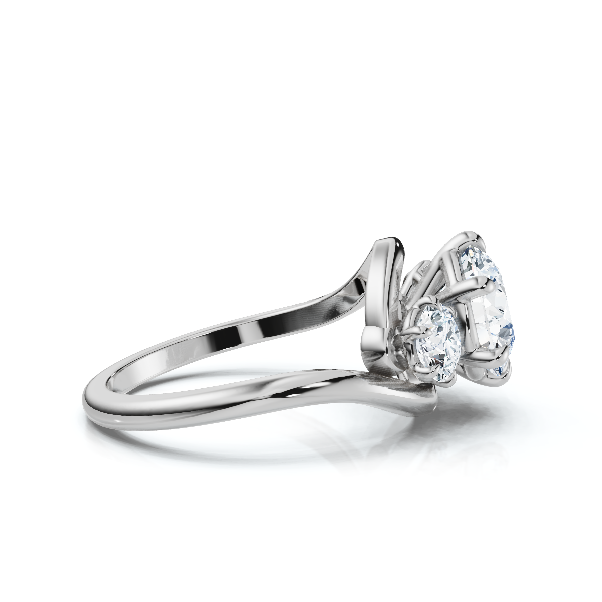 14K White Gold Solarae Three Stone Lab Grown Diamond Engagement Ring (2/3 ct. tw)