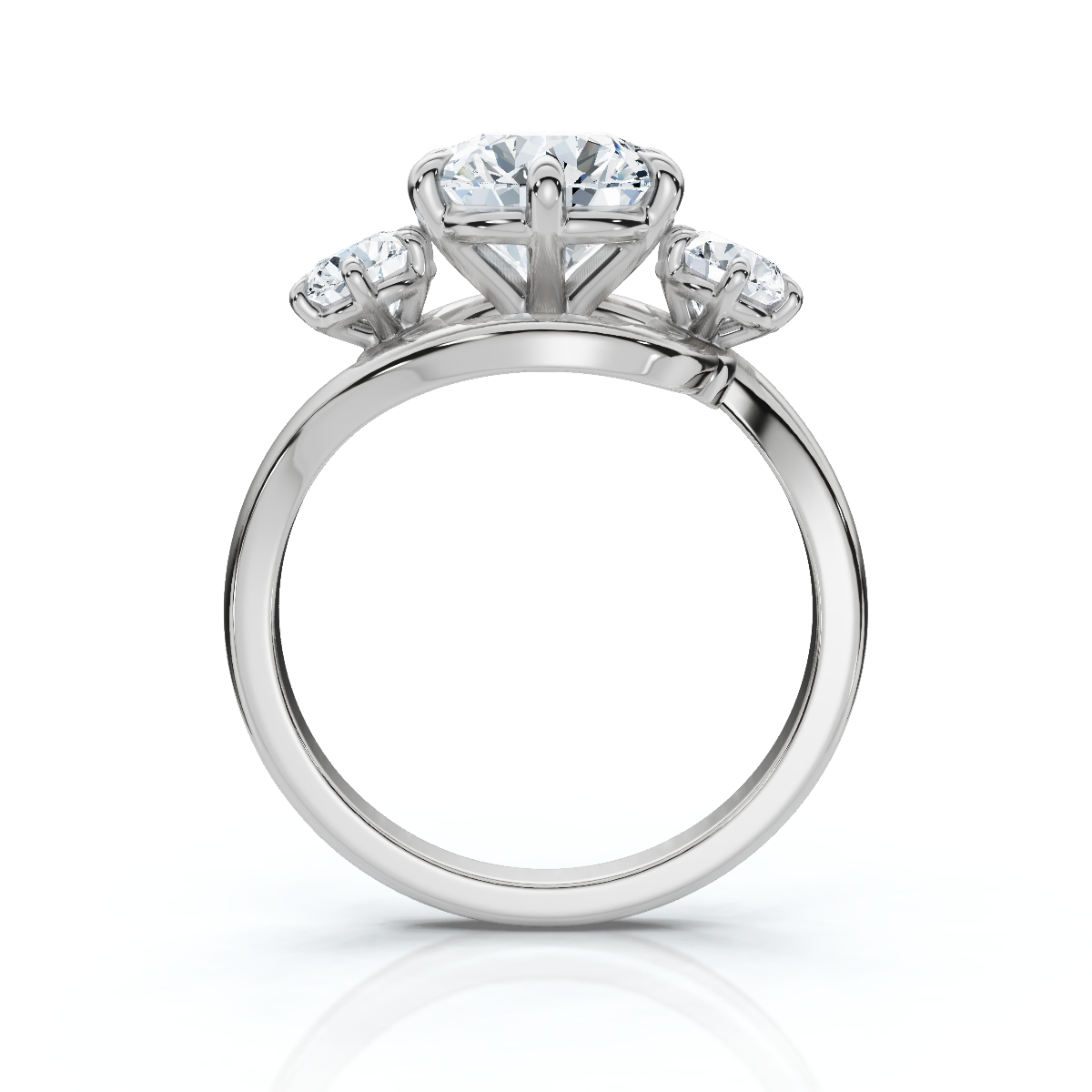 14K White Gold Solarae Three Stone Lab Grown Diamond Engagement Ring (2/3 ct. tw)