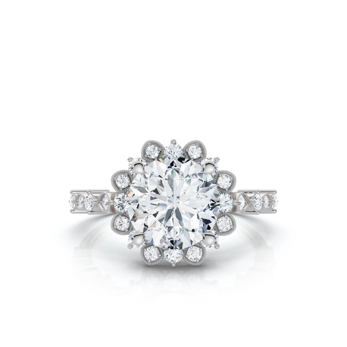 14K White Gold Emelda Accents Lab Grown Diamond Ring (1/4 ct. tw)