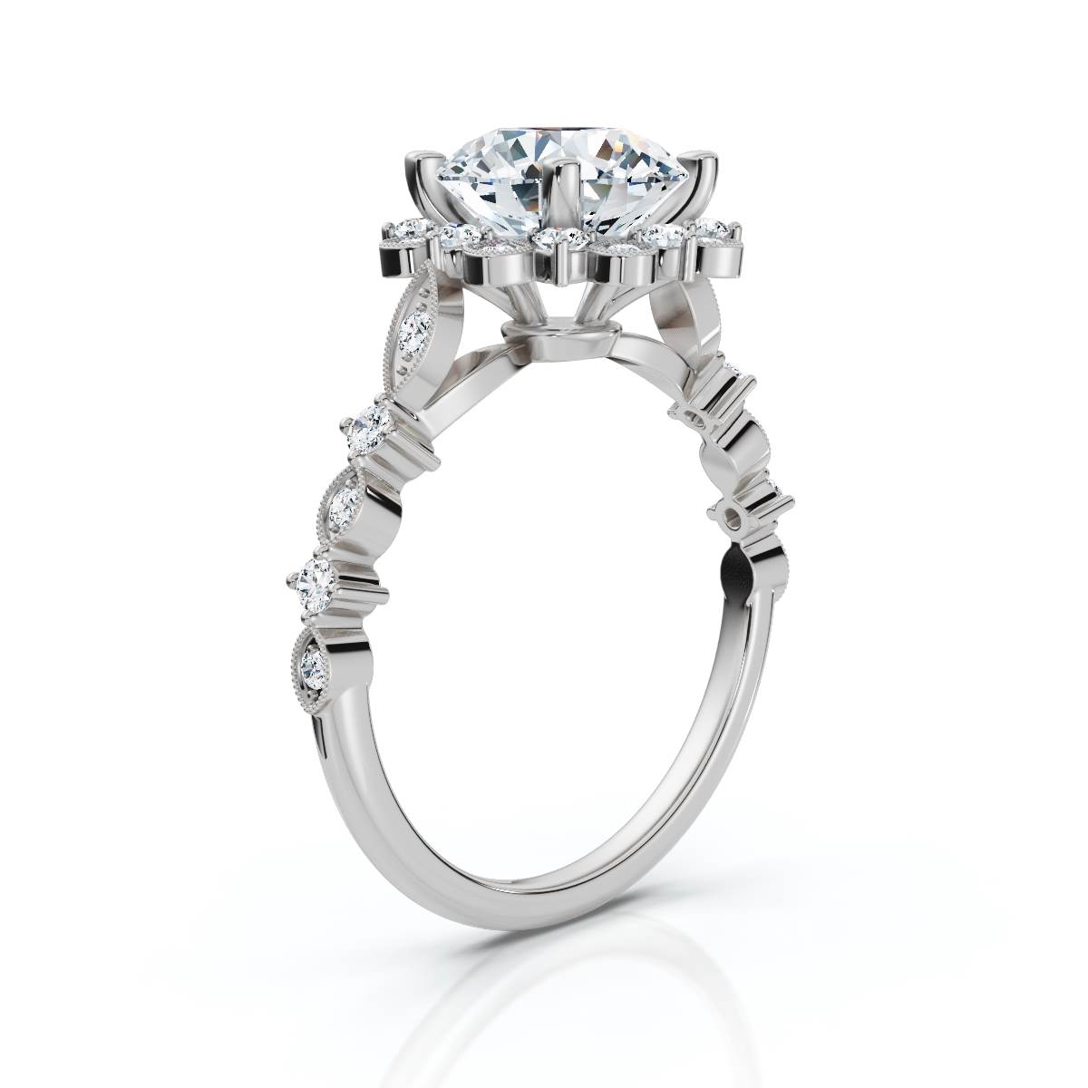 14K White Gold Emelda Accents Lab Grown Diamond Ring (1/4 ct. tw)