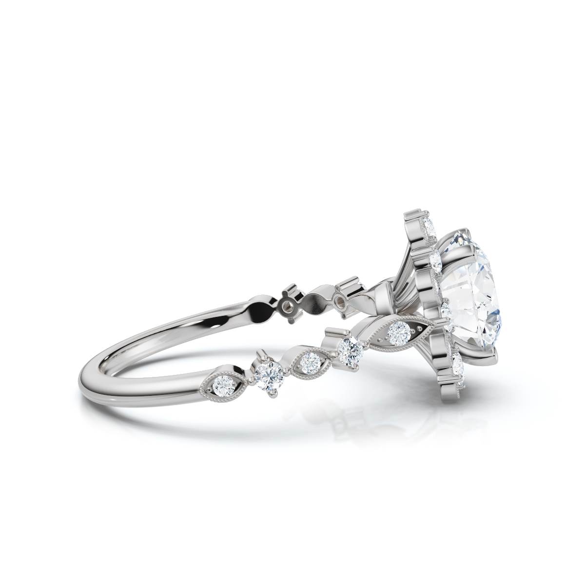 14K White Gold Emelda Accents Lab Grown Diamond Ring (1/4 ct. tw)