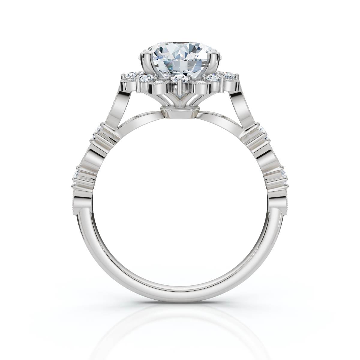 14K White Gold Emelda Accents Lab Grown Diamond Ring (1/4 ct. tw)