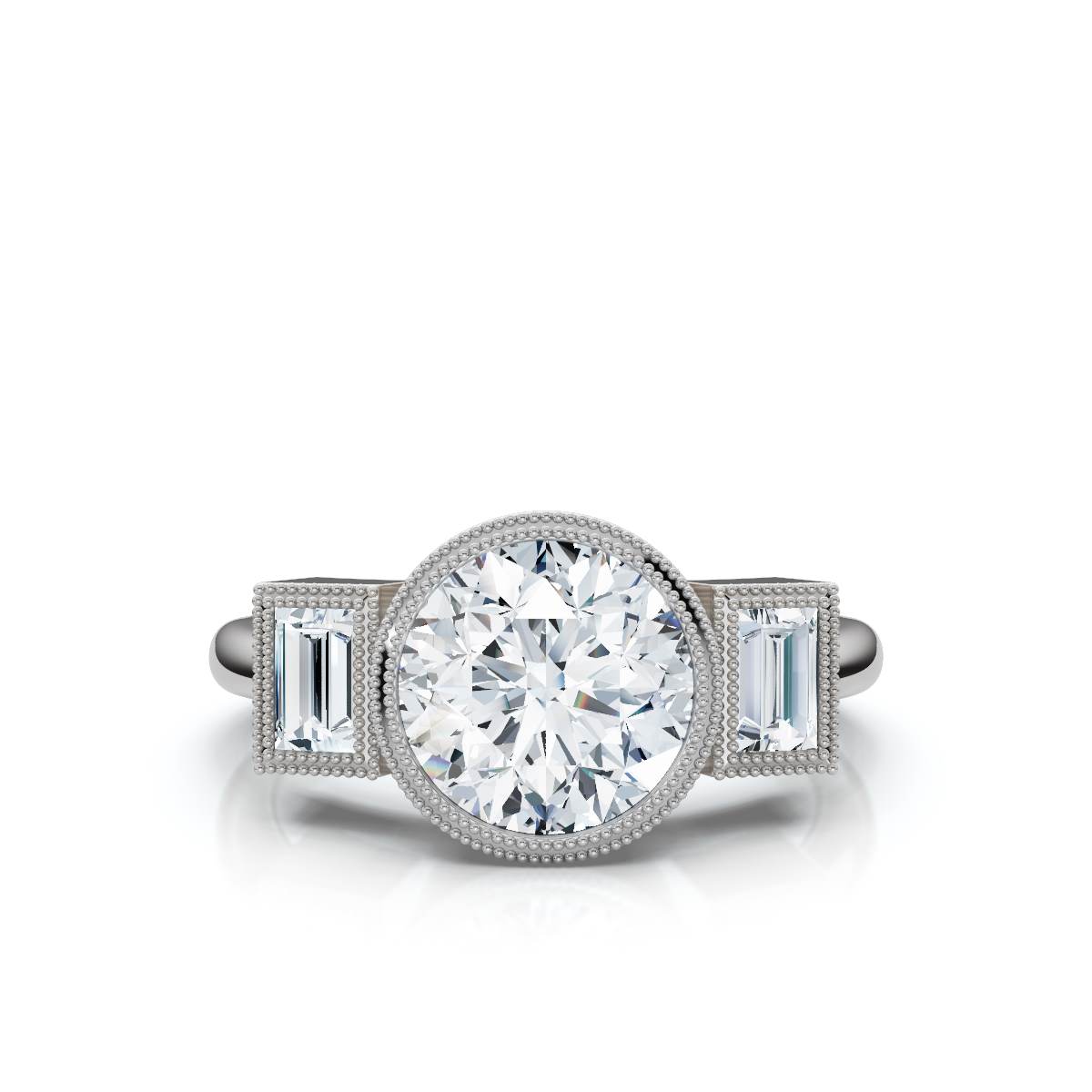 14K White Gold Norine Three Stone Baguette Lab Grown Diamond Ring (1/3 ct. tw)