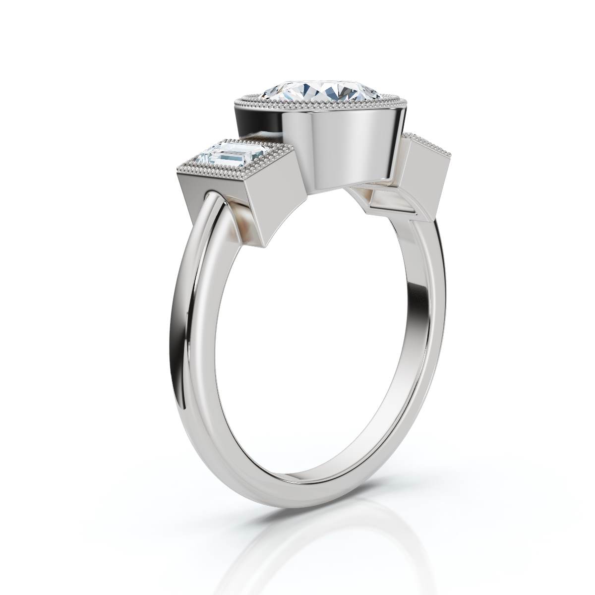 14K White Gold Norine Three Stone Baguette Lab Grown Diamond Ring (1/3 ct. tw)