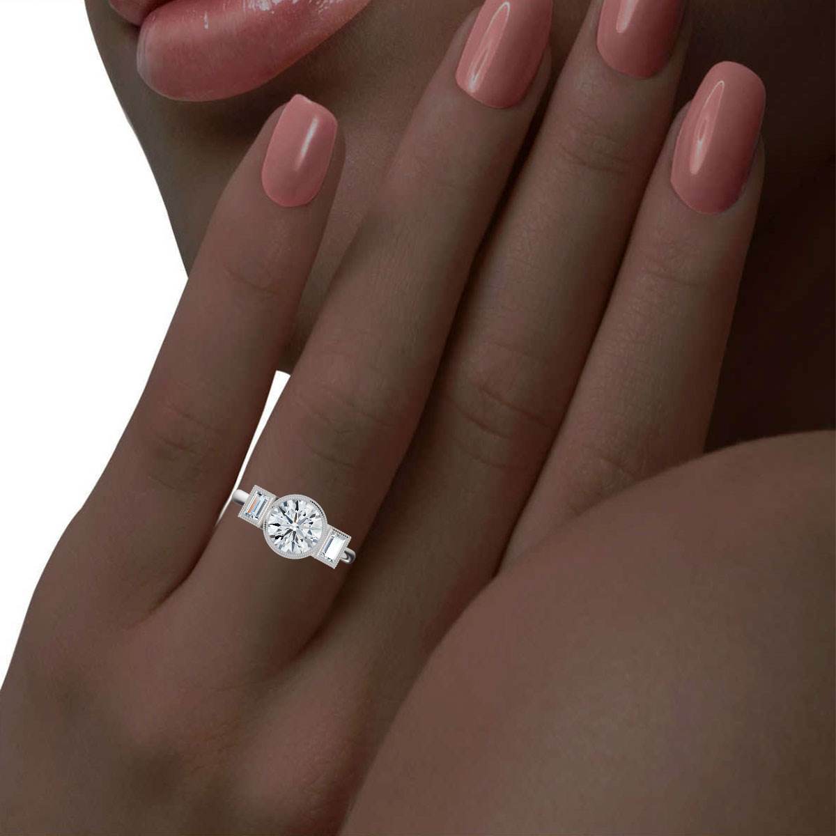 14K White Gold Norine Three Stone Baguette Lab Grown Diamond Ring (1/3 ct. tw)