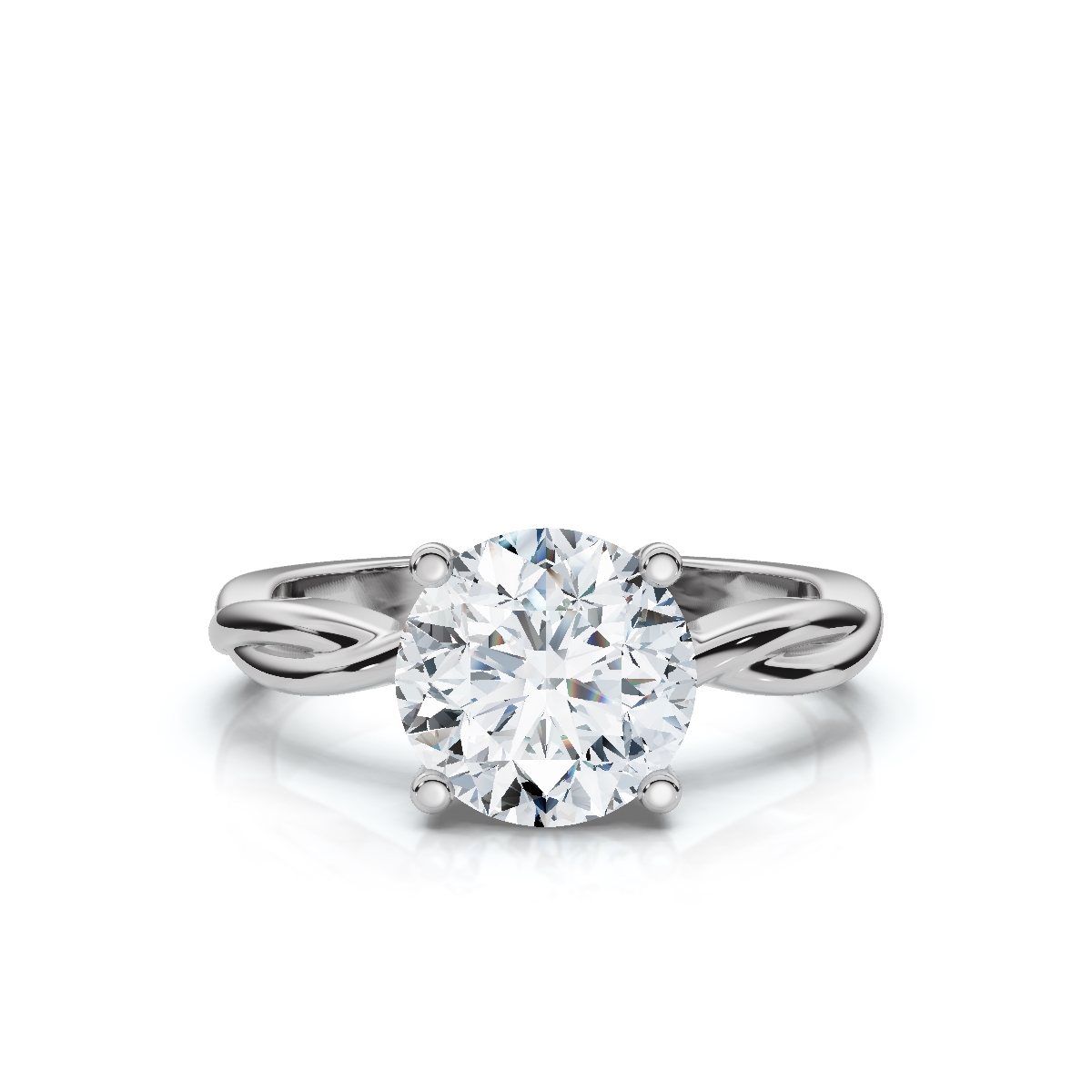 14K White Gold Meris Twist Solitaire Engagement Ring 