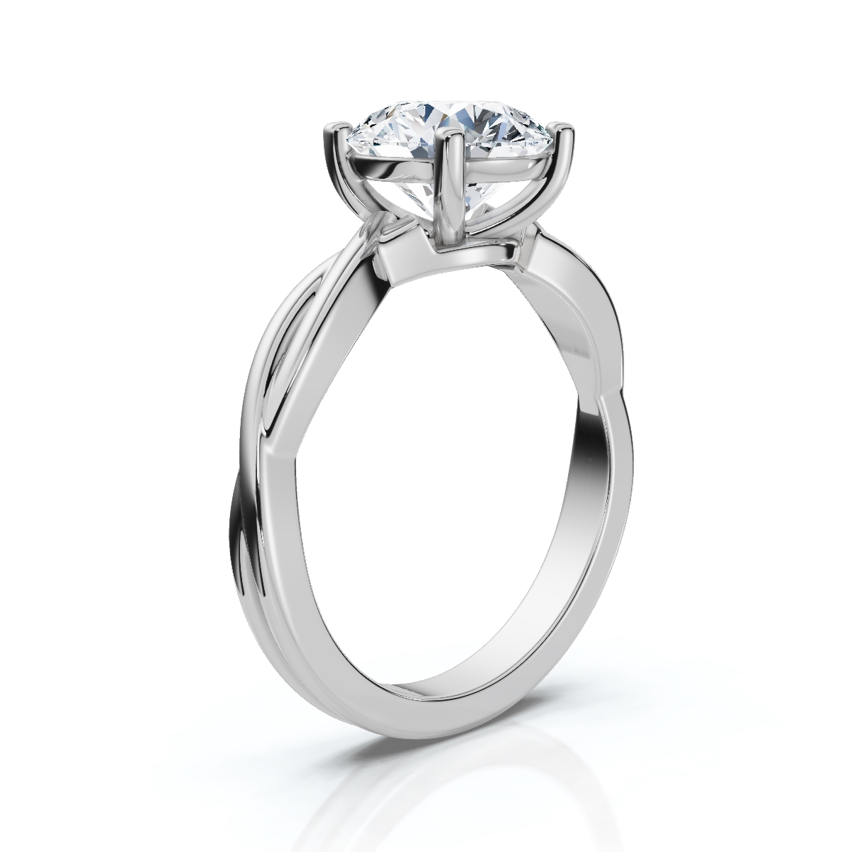 14K White Gold Meris Twist Solitaire Engagement Ring 