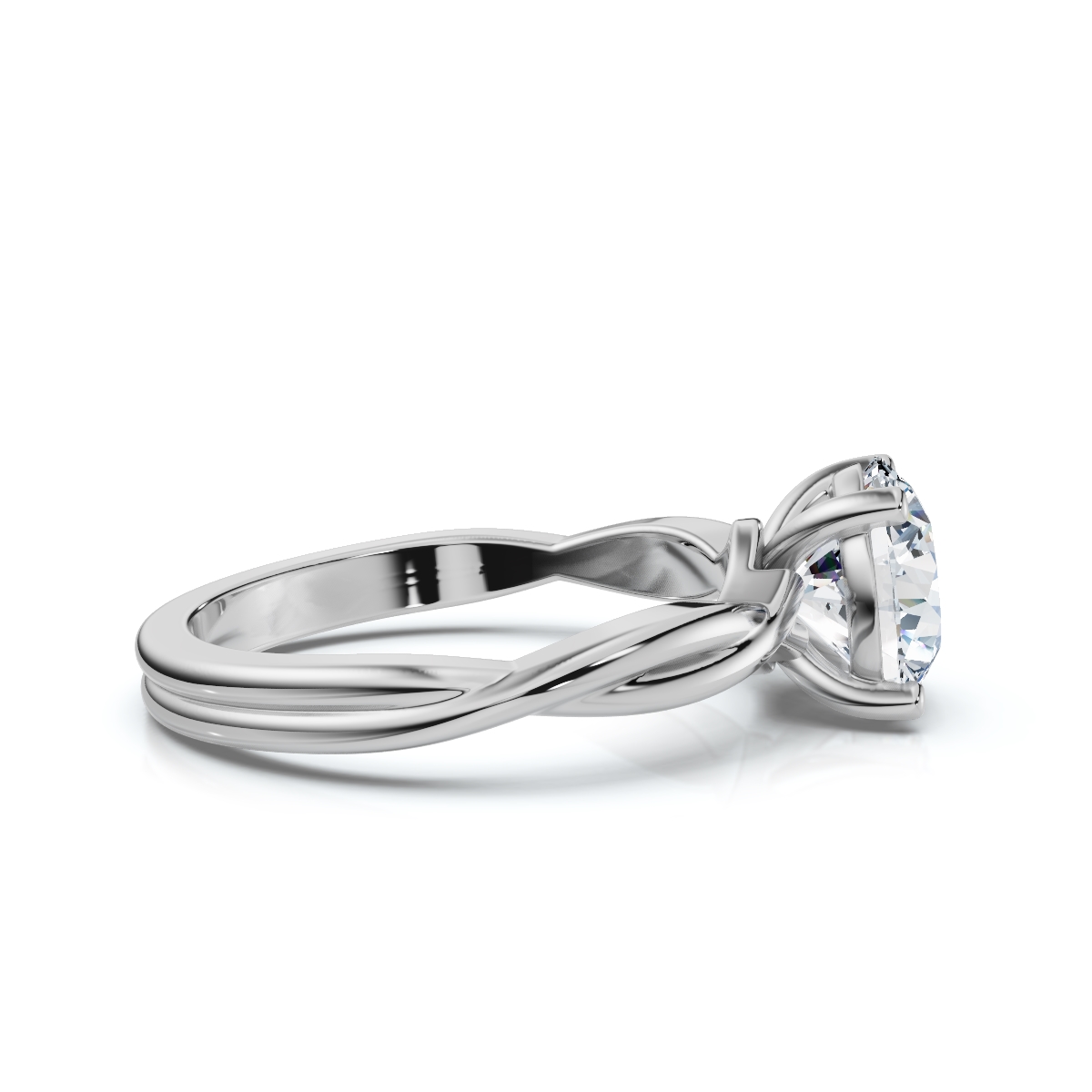 14K White Gold Meris Twist Solitaire Engagement Ring 