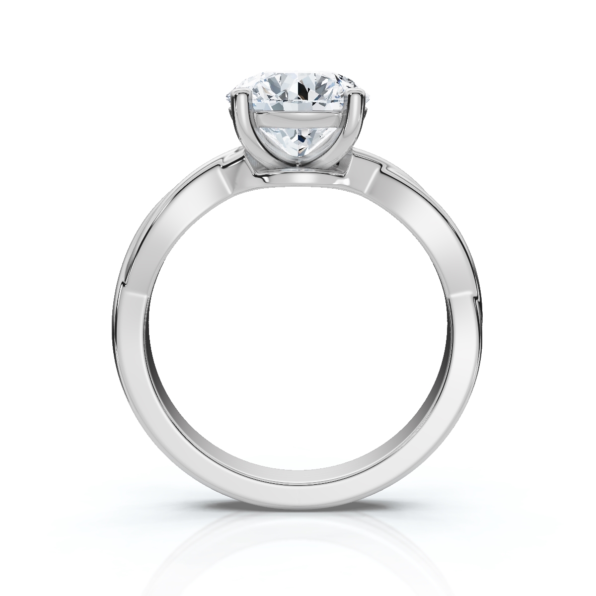 14K White Gold Meris Twist Solitaire Engagement Ring 