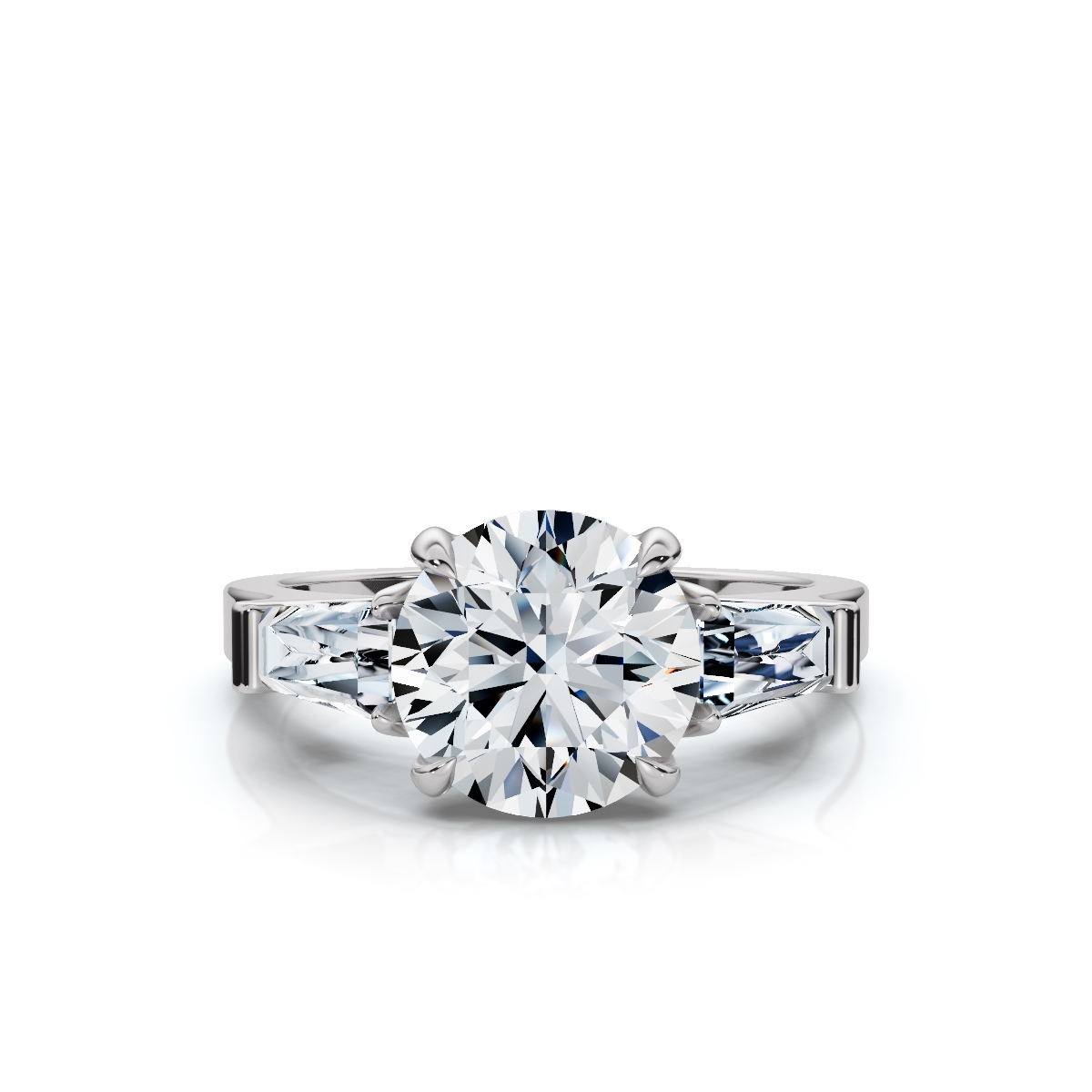 14K White Gold Blossom Three Stone Tapered Baguette Lab Grown Diamond Ring (1/2 ct. tw)