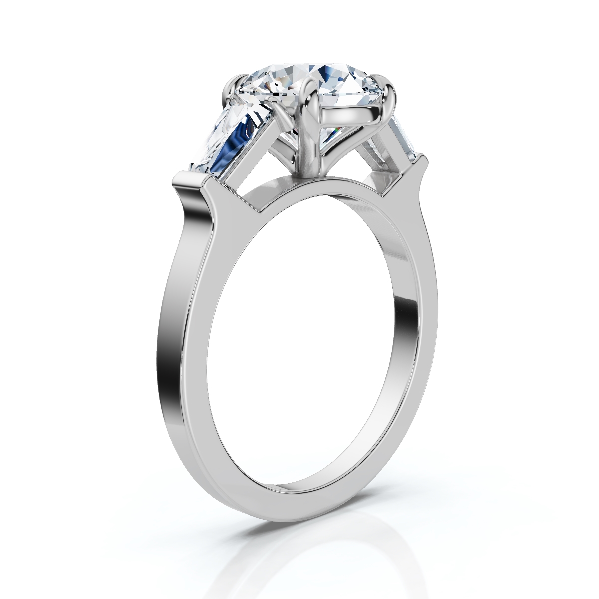 14K White Gold Blossom Three Stone Tapered Baguette Lab Grown Diamond Ring (1/2 ct. tw)