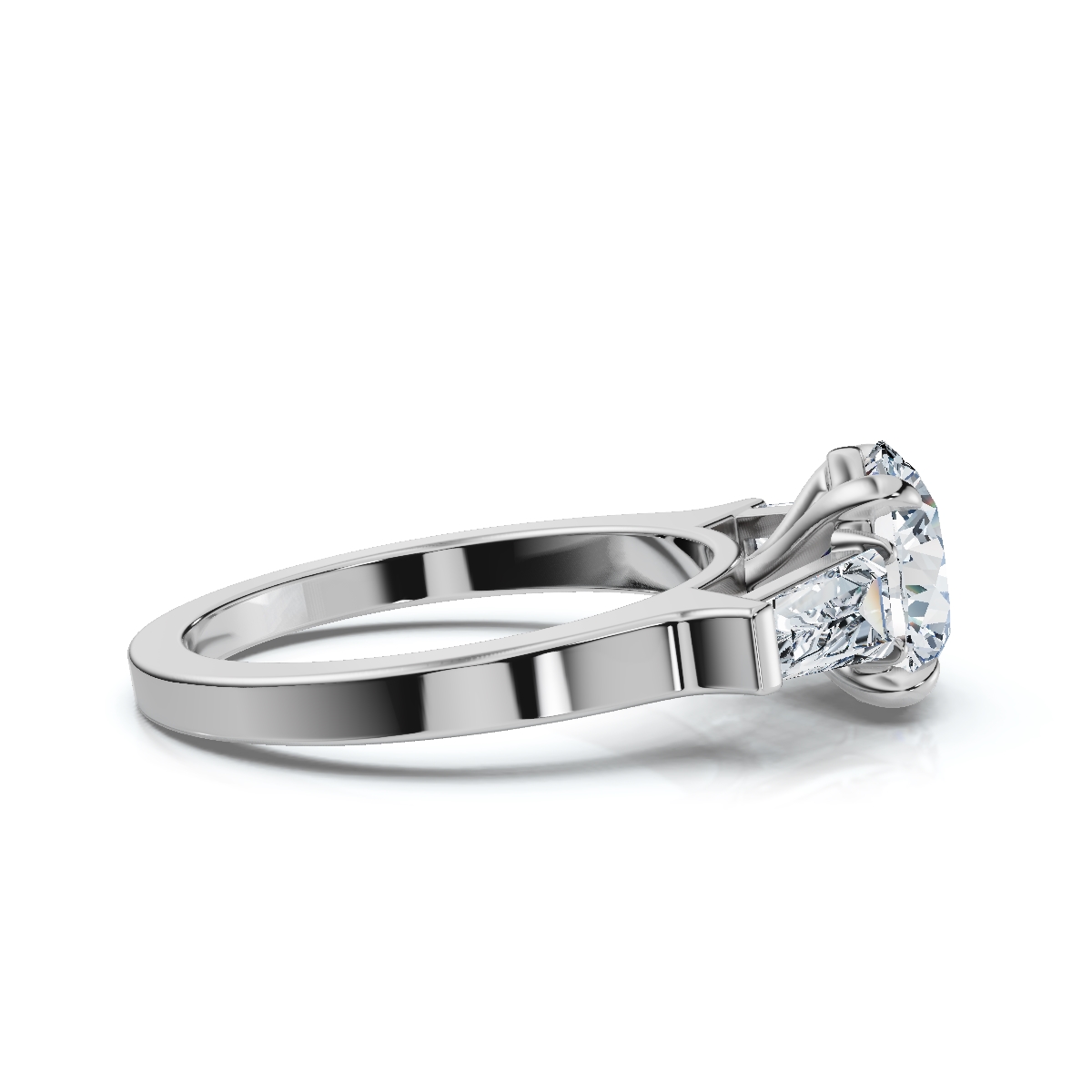 14K White Gold Blossom Three Stone Tapered Baguette Lab Grown Diamond Ring (1/2 ct. tw)