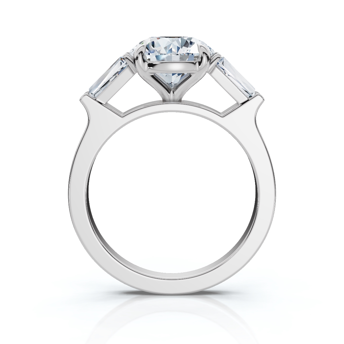 14K White Gold Blossom Three Stone Tapered Baguette Lab Grown Diamond Ring (1/2 ct. tw)