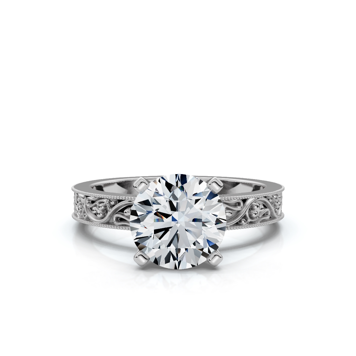 14K White Gold Purnima Solitaire Lab Grown Diamond Ring