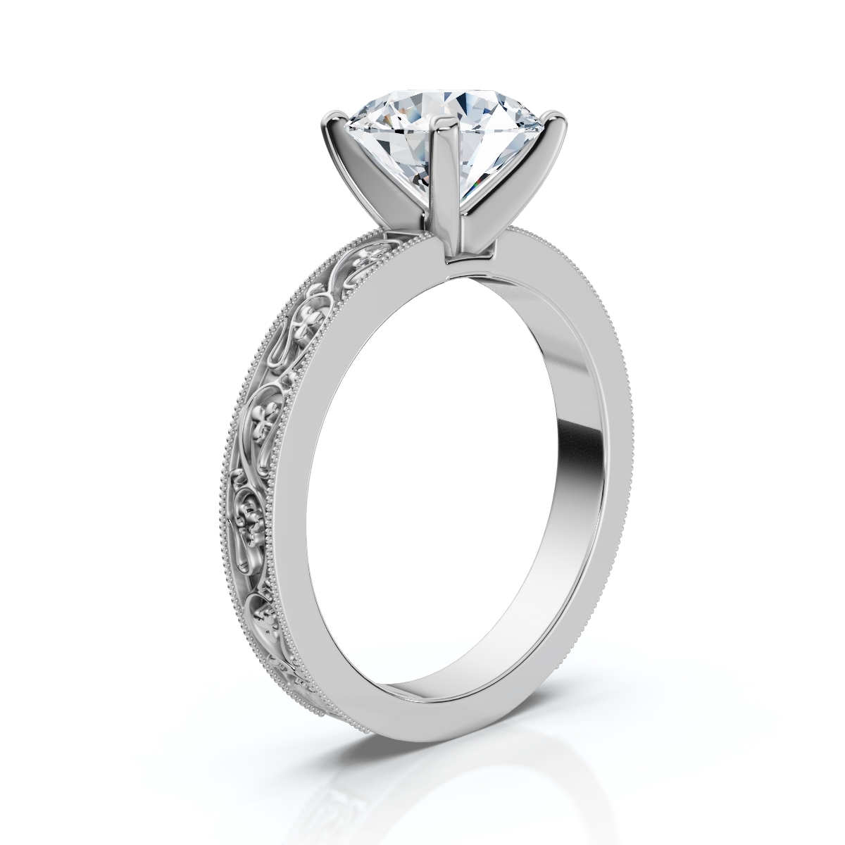 14K White Gold Purnima Solitaire Lab Grown Diamond Ring