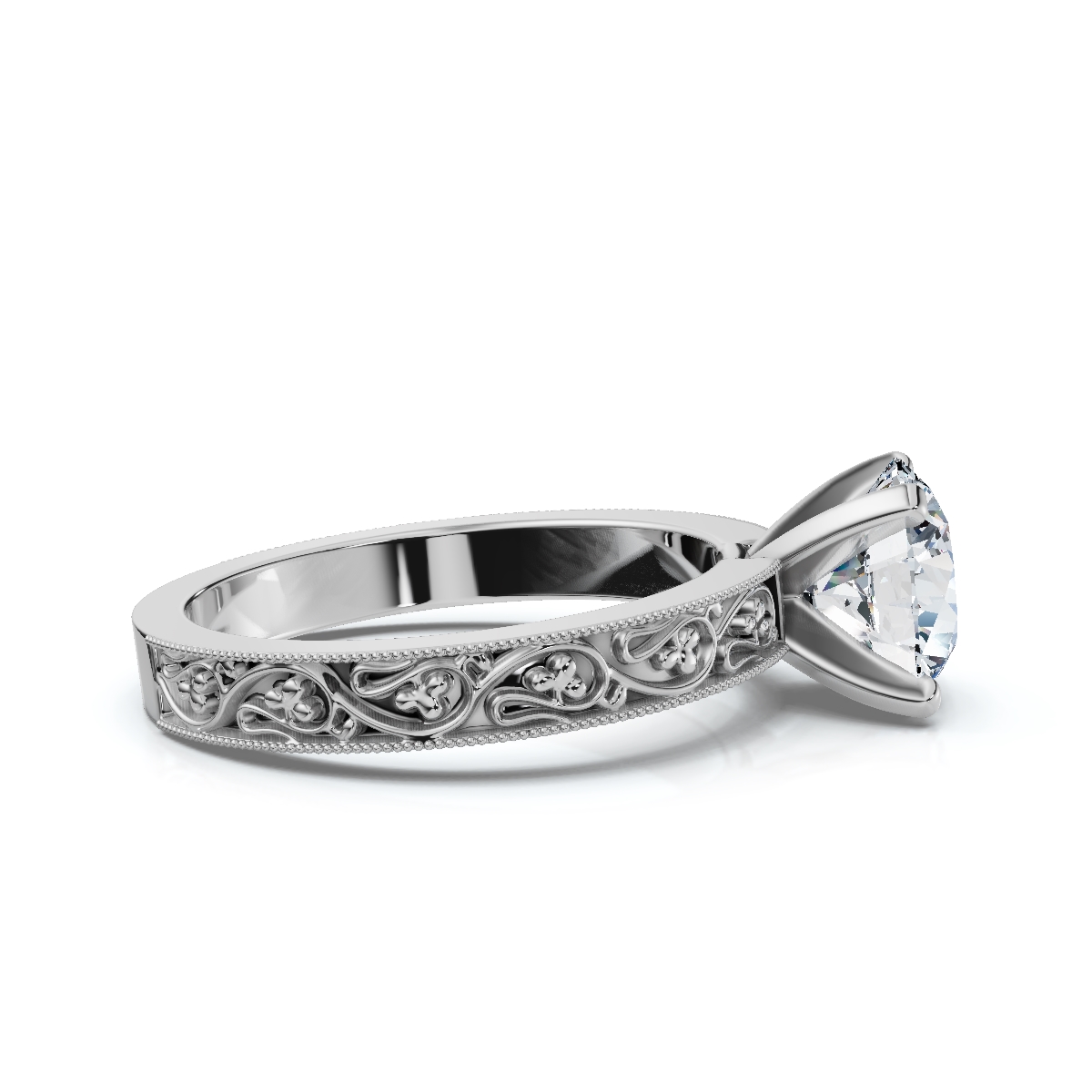 14K White Gold Purnima Solitaire Lab Grown Diamond Ring