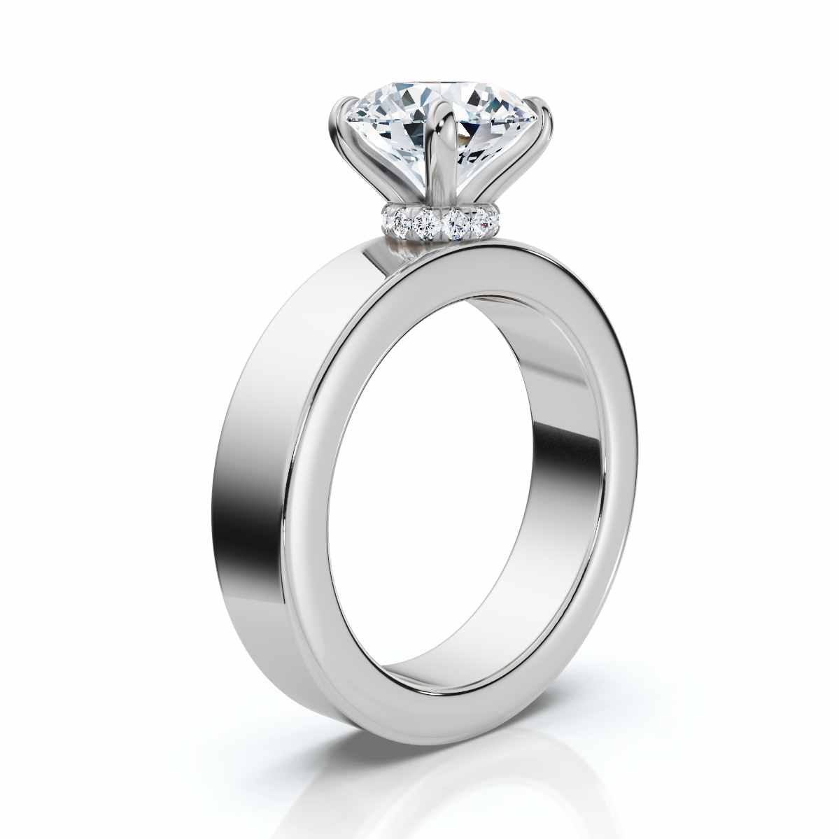 14K White Gold Amarise Hidden Accents Lab Grown Diamond Engagement Ring (1/20 ct. tw)