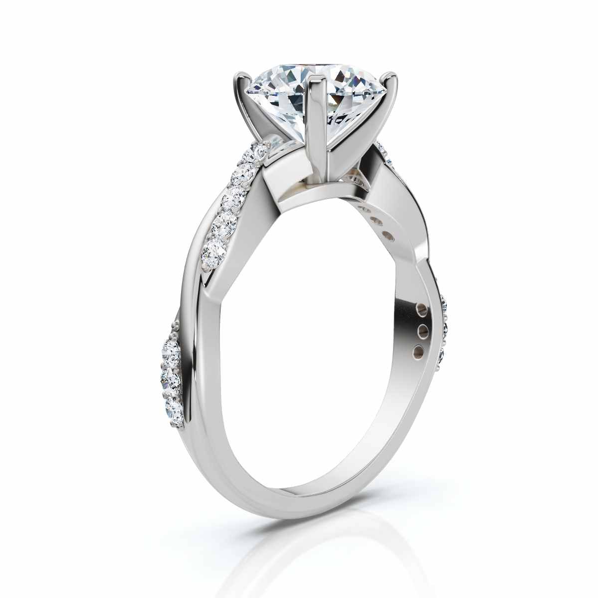 14K White Gold Kalithra Accents Lab Grown Diamond Engagement Ring (1/5 ct. tw)