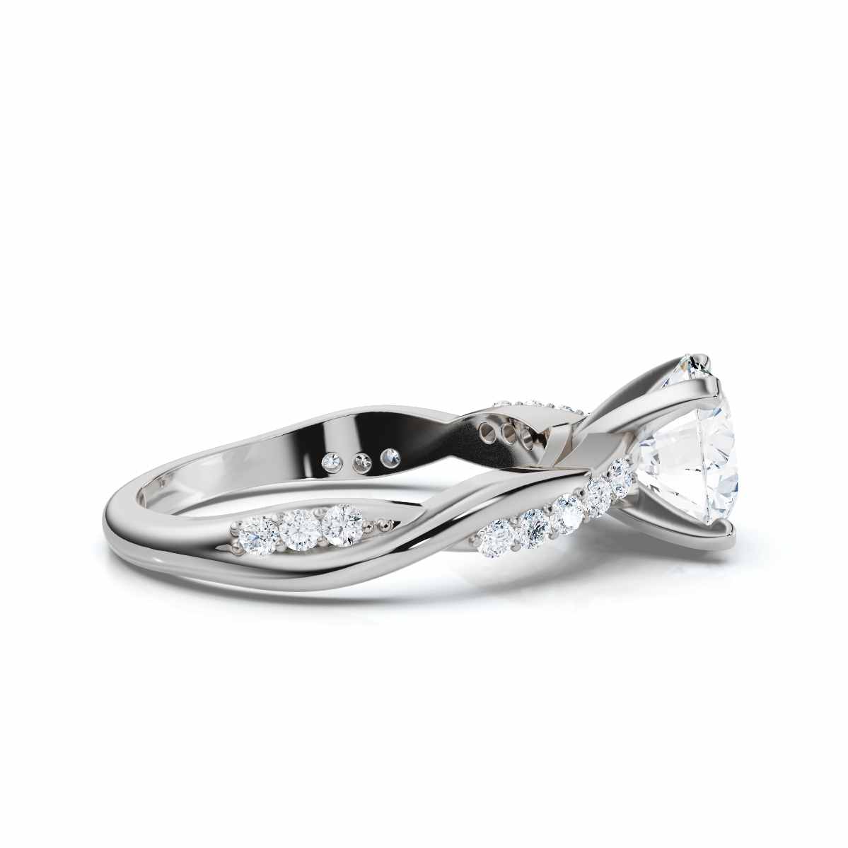 14K White Gold Kalithra Accents Lab Grown Diamond Engagement Ring (1/5 ct. tw)
