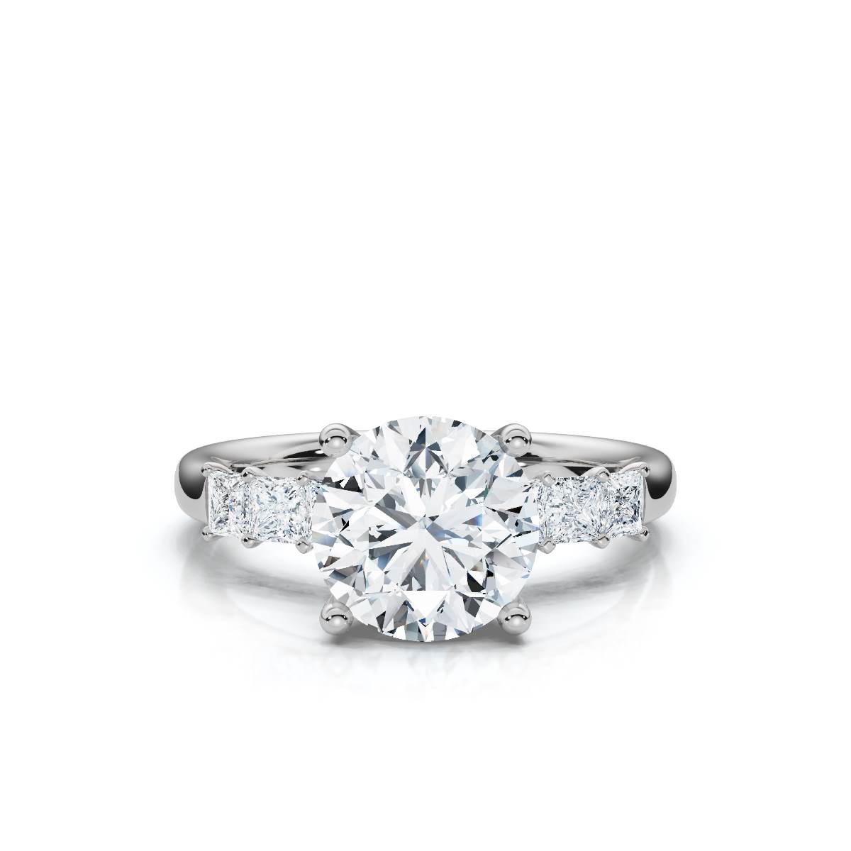 14K White Gold Sylvara Accents Lab Grown Diamond Engagement Ring (1/2 ct. tw)