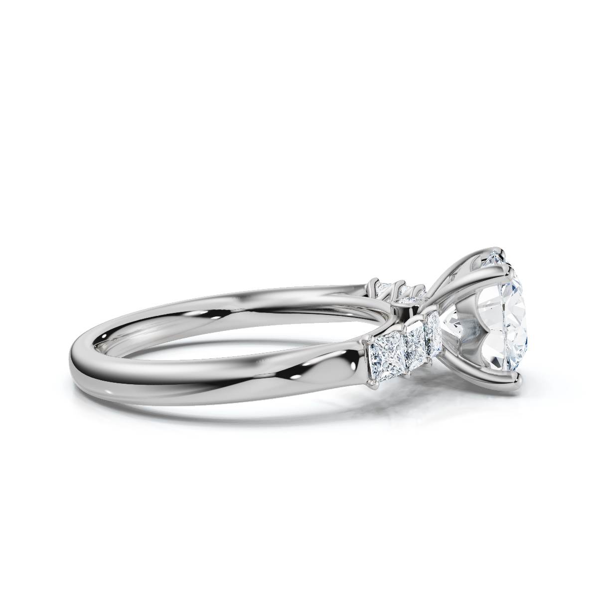 14K White Gold Sylvara Accents Lab Grown Diamond Engagement Ring (1/2 ct. tw)