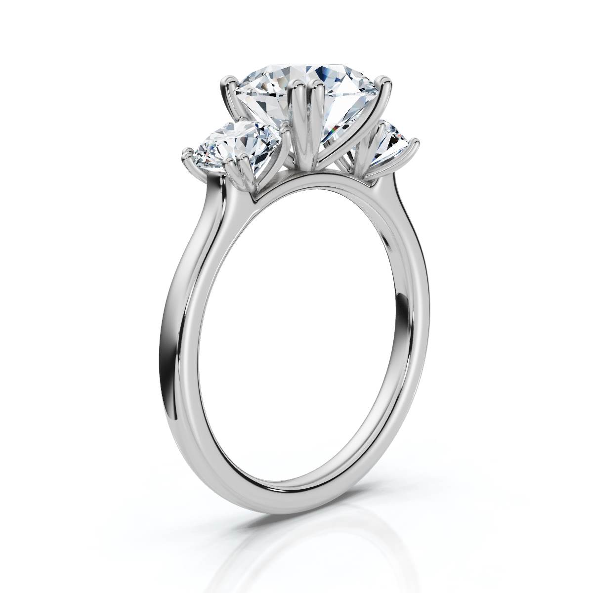 14K White Gold Kaloria Three Stone Lab Grown Diamond Engagement Ring (5/6 ct. tw)