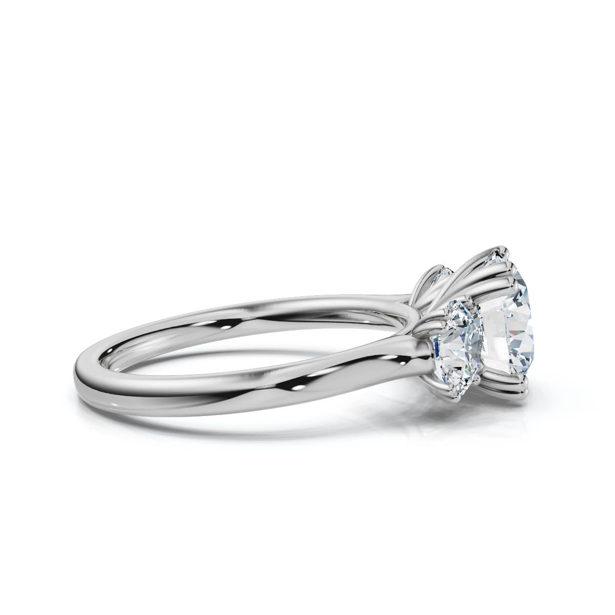 14K White Gold Kaloria Three Stone Lab Grown Diamond Engagement Ring (5/6 ct. tw)