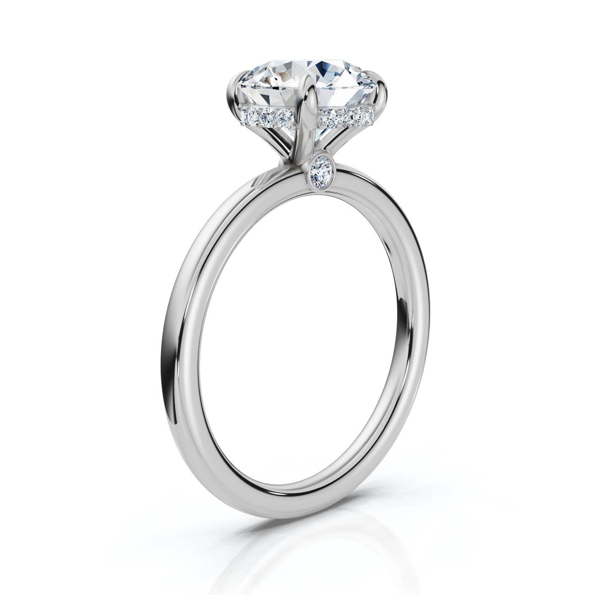 14K White Gold Zaryelle Accents Lab Grown Diamond Engagement Ring (1/10 ct. tw)