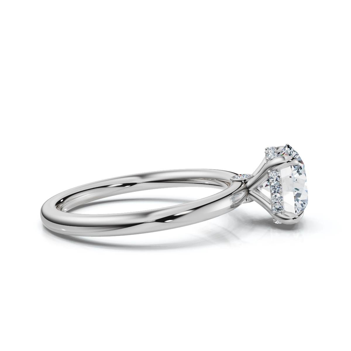 14K White Gold Zaryelle Accents Lab Grown Diamond Engagement Ring (1/10 ct. tw)