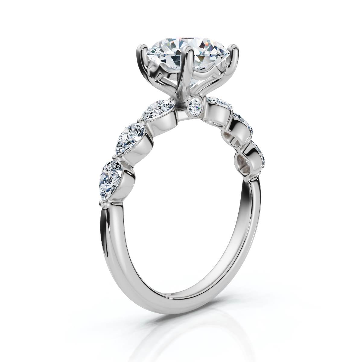 14K White Gold Mirelda Accents Lab Grown Diamond Engagement Ring (1/2 ct. tw)