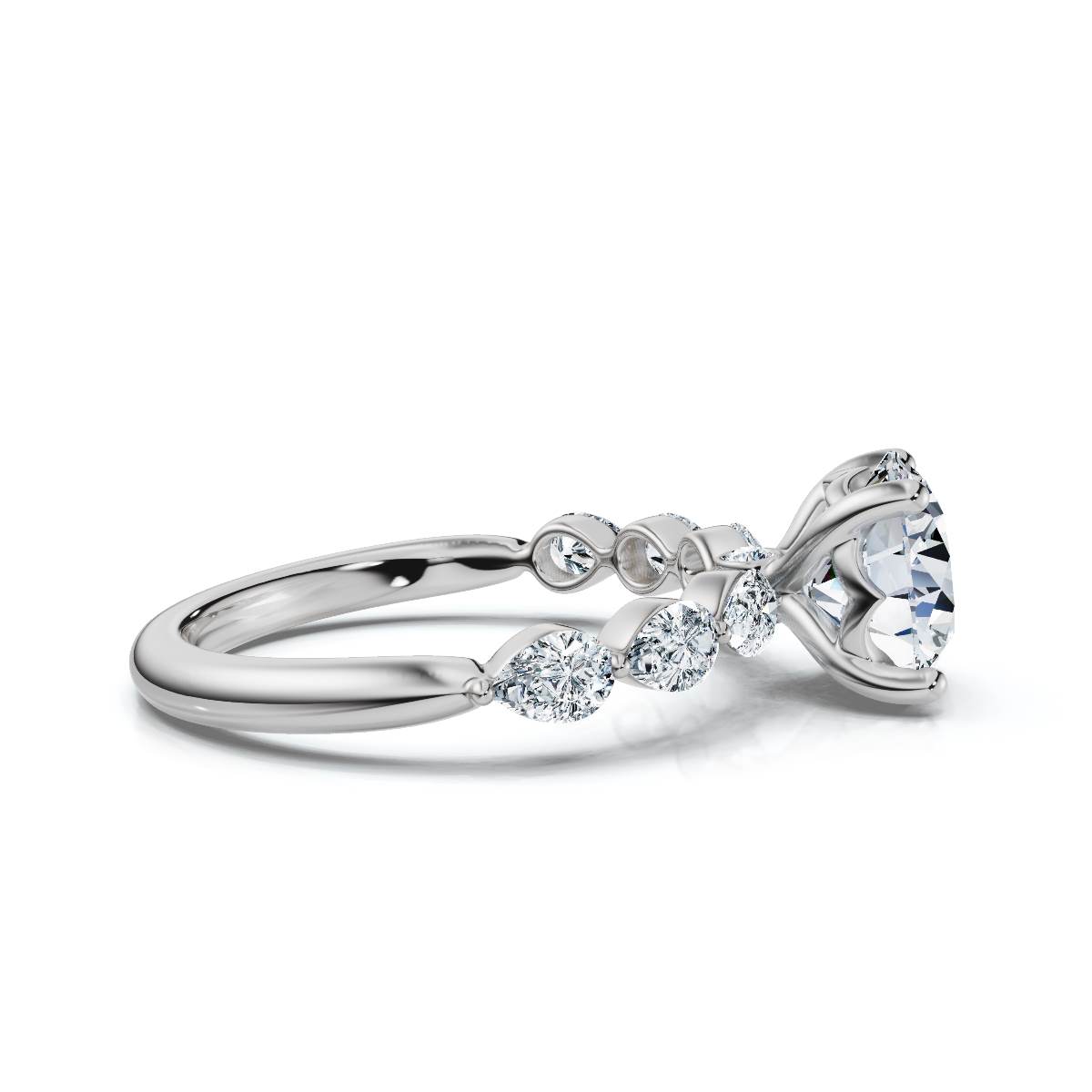 14K White Gold Mirelda Accents Lab Grown Diamond Engagement Ring (1/2 ct. tw)