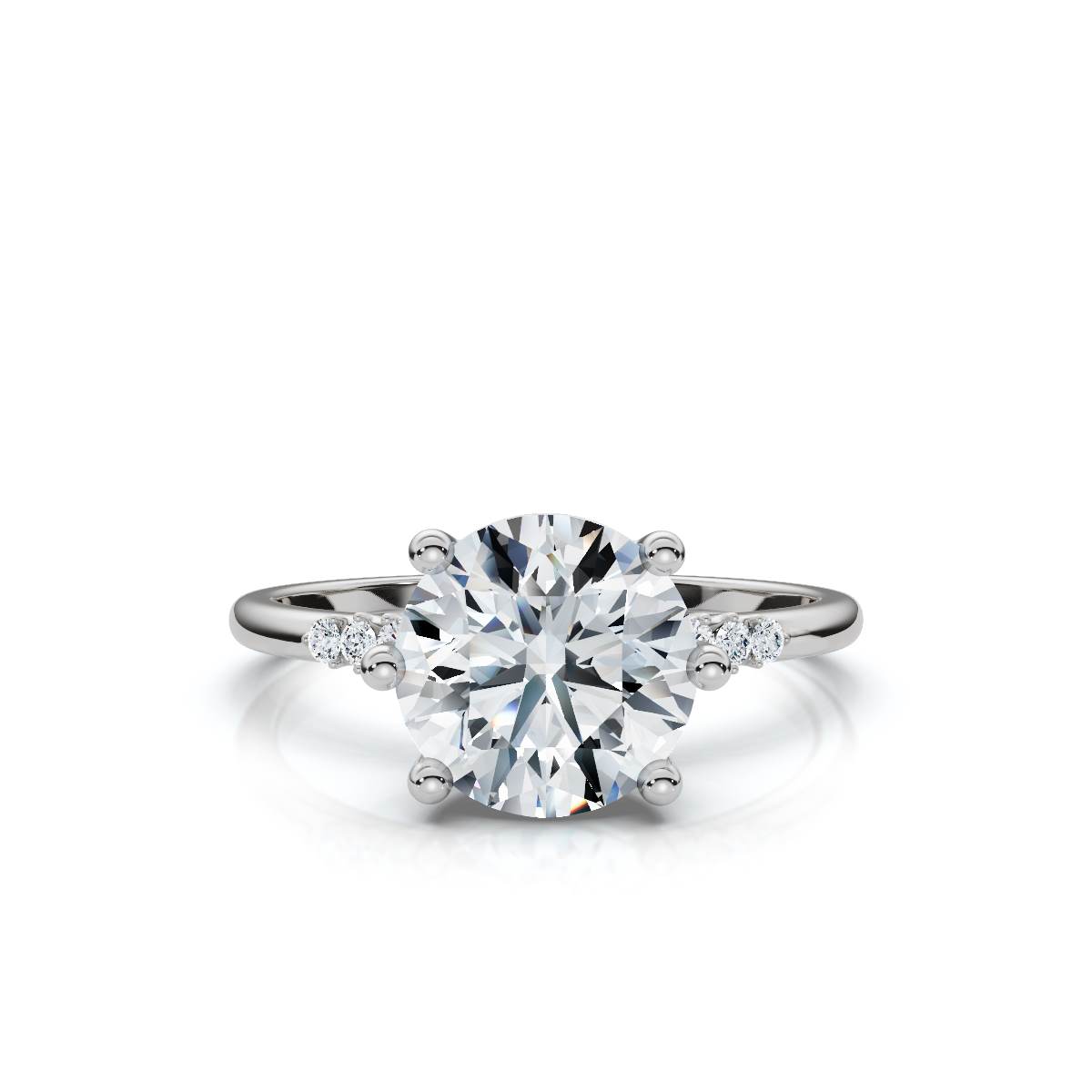 14K White Gold Ovelina Accents Lab Grown Diamond Engagement Ring (1/20 ct. tw)