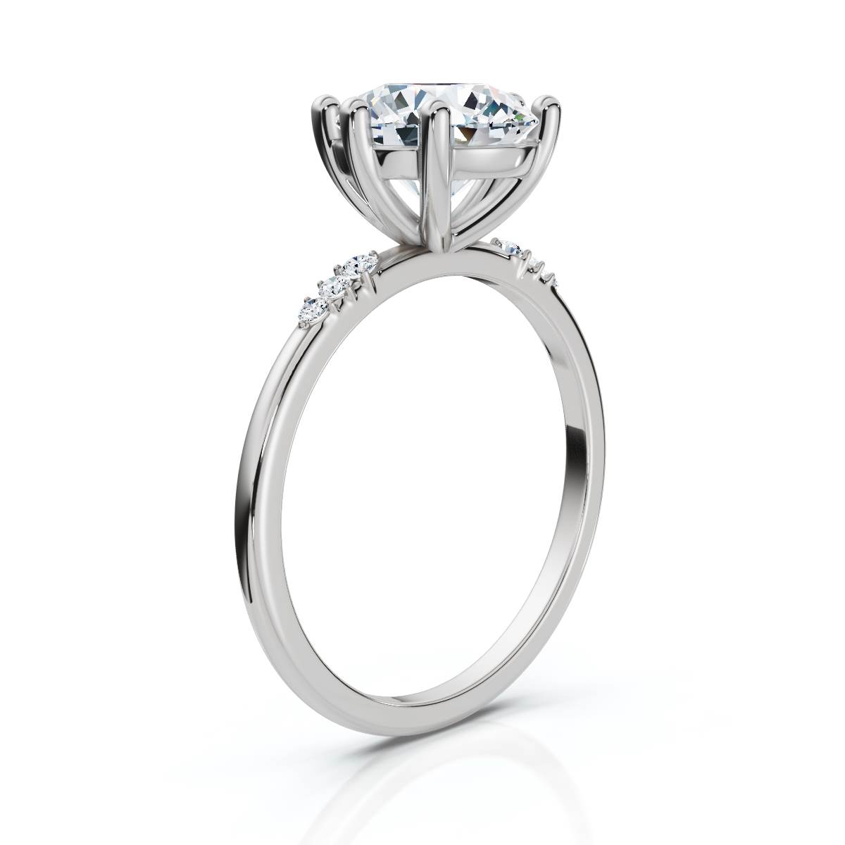 14K White Gold Ovelina Accents Lab Grown Diamond Engagement Ring (1/20 ct. tw)